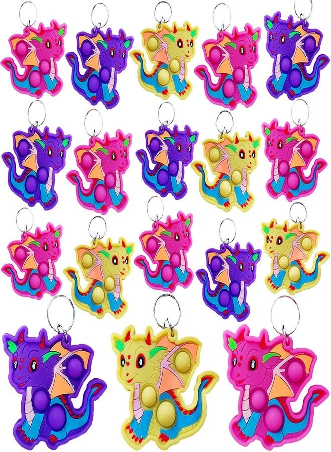 PSDFH 20 packs Bulk Dragon Baby Mini Pop Fidgets for Birthday Party Favors,Small little Backpack keychain for Classroom Students Boys kids - Image 1